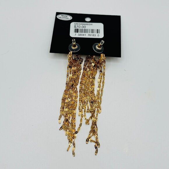 Marciano Guess 14K Gold Plated Chain Tassel Earrings NWT Long Dangle Statement - Picture 4 of 4